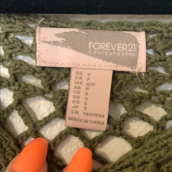 Army green crocheted top from Forever 21 - Picture 3 of 4